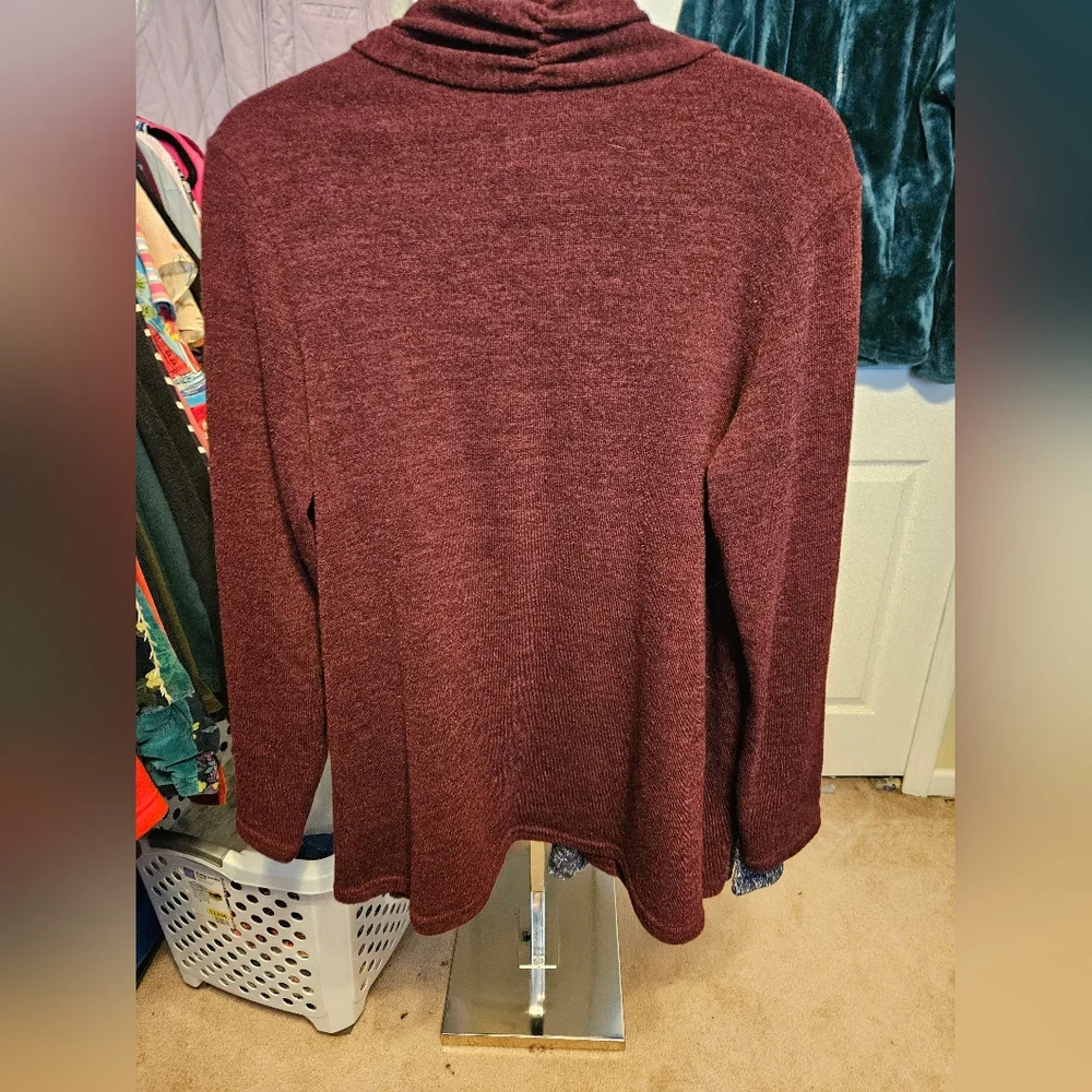 #163 Carol Rose- Maroon colored Open front Cardigan, sz. XL - Picture 2 of 4